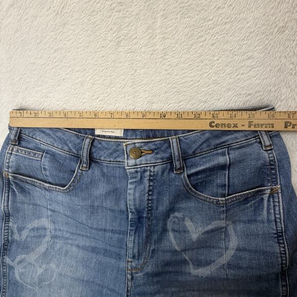 Anthropologie The Kenna High Rise Heritage Barrel Jeans w Hearts by Pilcro Sz 31 - Picture 7 of 15